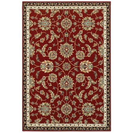 Oriental Weavers Kashan Area Rug 370RI Red Scrolls Bulbs 2' 3" x 7' 6" Rectangle