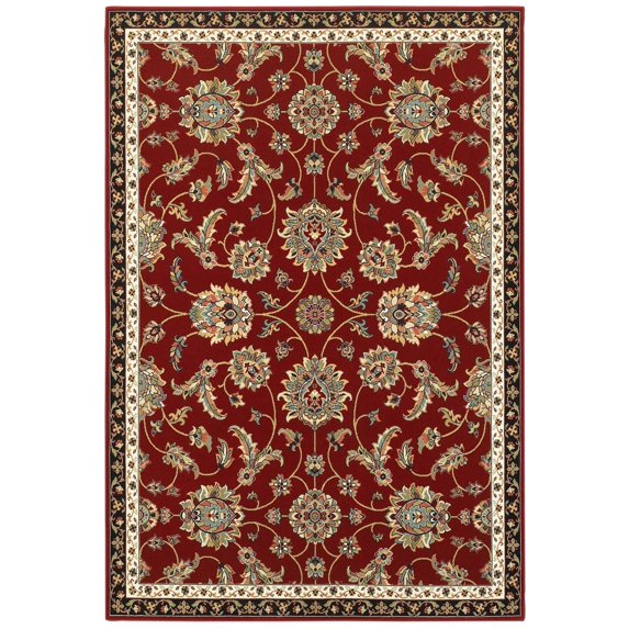 Oriental Weavers Kashan Area Rug 370RI Red Scrolls Bulbs 2' 3" x 7' 6" Rectangle