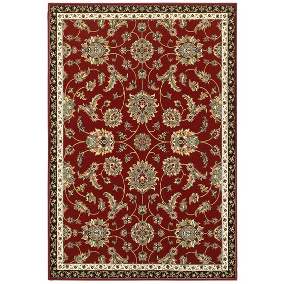 Oriental Weavers Kashan Area Rug 370RI Red Scrolls Bulbs 5' 3" x 7' 6" Rectangle