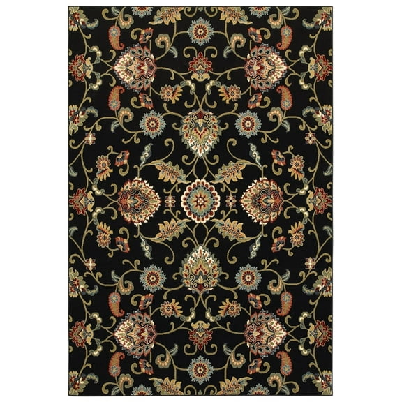 Oriental Weavers Kashan Area Rug 9946K Black Scrolls Borderless 7' 10" x 10' 10" Rectangle