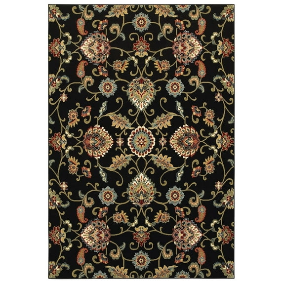 Oriental Weavers Kashan Area Rug 9946K Black Scrolls Borderless 7' 10" x 10' 10" Rectangle