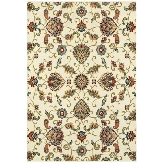 Oriental Weavers Kashan Area Rug 9946W Ivory Curls Borderless 5' 3" x 7' 6" Rectangle