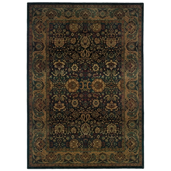 Sphinx Kharma Area Rug 332X4 Traditional Blue Scrolls Bordered 6' 7" x 9' 1" Rectangle