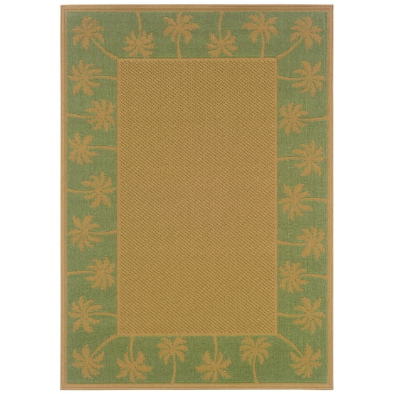 Sphinx Lanai Indoor/Outdoor Area Rug 606F6 Patio Beige Border Palm 2' 3" x 7' 6" Rectangle