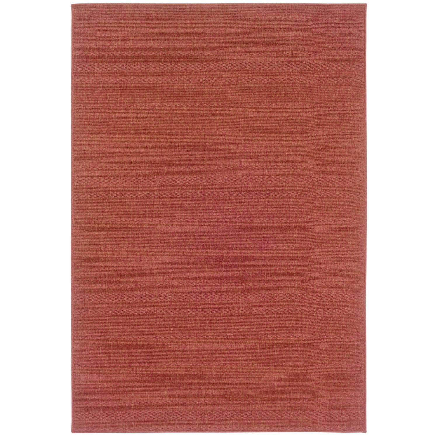 Round Red Synthetic Easy Care Stain-Resistant Rug