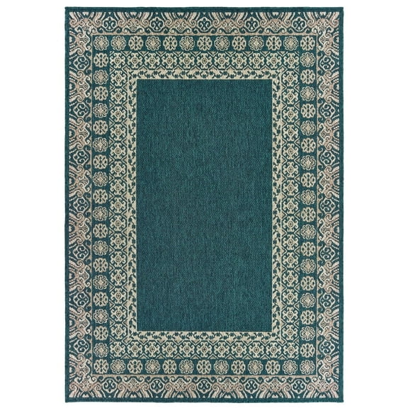 Oriental Weavers Latitude Area Rug 1503B Outdoor Blue Solid Bulbs