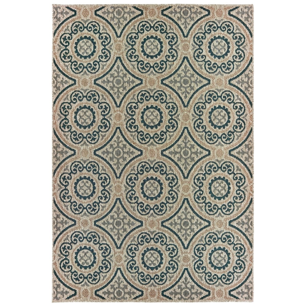 Oriental Weavers Latitude Area Rug 609X3 Outdoor Gray Circles Rings