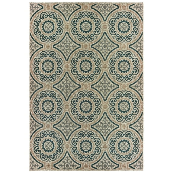 Oriental Weavers Latitude Area Rug 609X3 Outdoor Gray Circles Rings