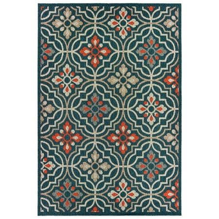 Oriental Weavers Latitude Area Rug 709B3 Blue Curves Blocks 1' 10" x 7' 6" Rectangle