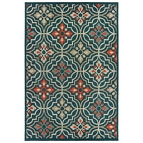 Oriental Weavers Latitude Area Rug 709B3 Outdoor Blue Curves Blocks