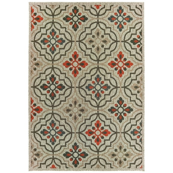 Oriental Weavers Latitude Area Rug 709Y3 Outdoor Gray Corners Rings
