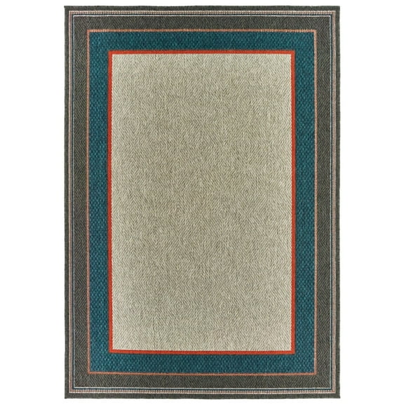 Oriental Weavers Latitude Area Rug 8021L Outdoor Grey Flat Lined