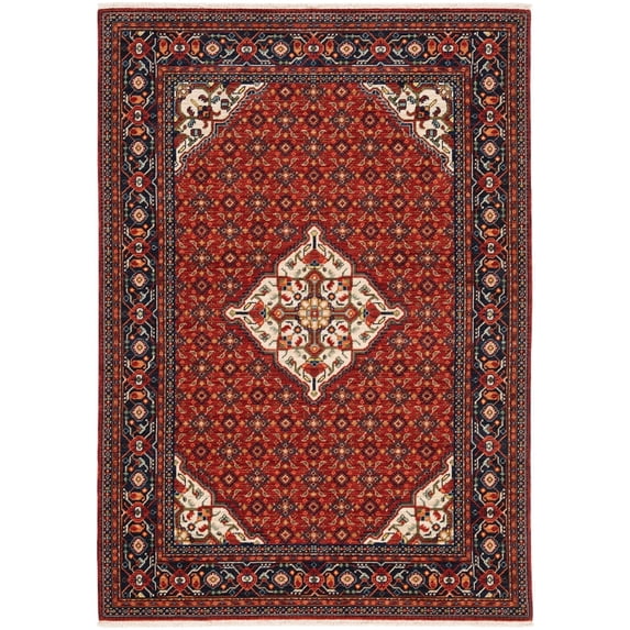 Oriental Weavers Lilihan Area Rug 001C6 Traditional Red Diagonals Medallion 2' x 3' Rectangle