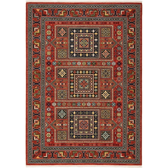 Oriental Weavers Lilihan Area Rug 002C6 Traditional Red Blocks Cubes 2' x 3' Rectangle