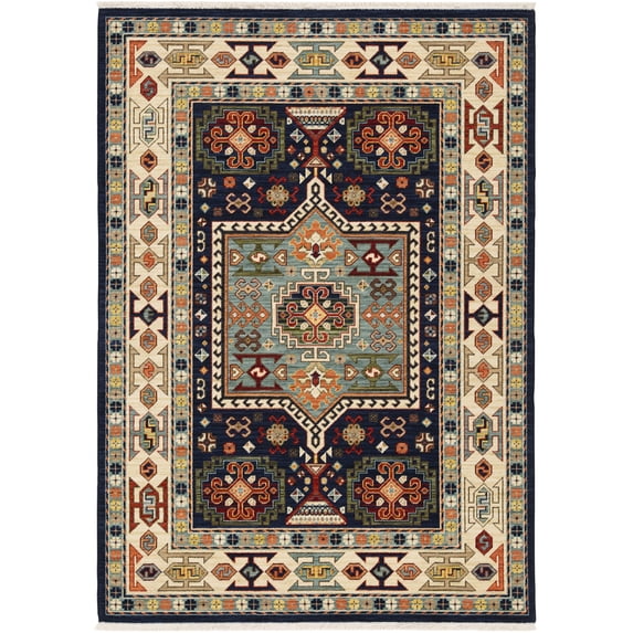 Oriental Weavers Lilihan Area Rug 041H6 Traditional Blue Blocks Cubes 2' x 6' Rectangle