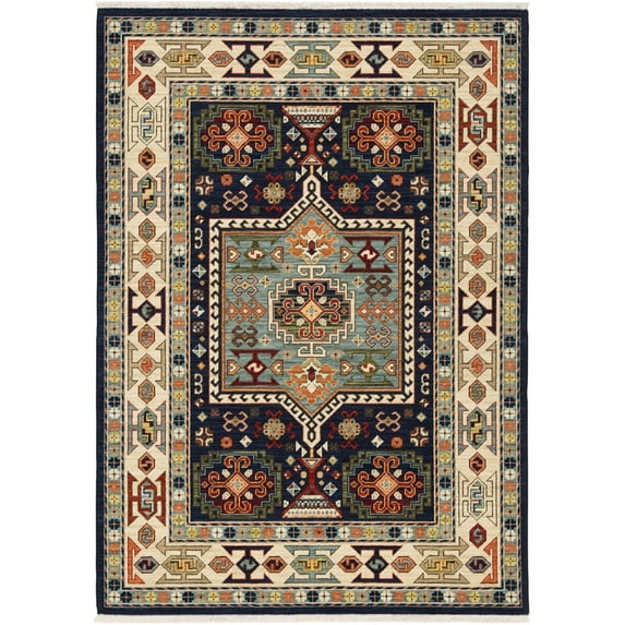 Oriental Weavers Lilihan Area Rug 041H6 Traditional Blue Blocks Cubes 5' 3" x 7' 6" Rectangle
