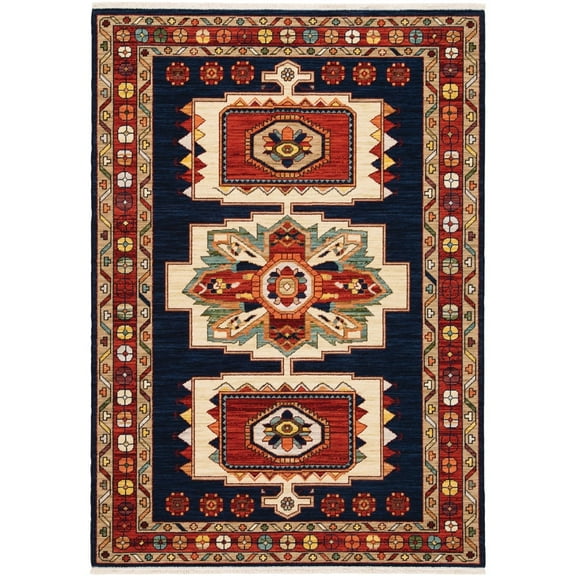 Oriental Weavers Lilihan Area Rug 090B6 Traditional Blue Blocks Cubes 2' x 3' Rectangle