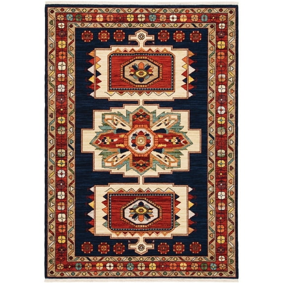 Oriental Weavers Lilihan Area Rug 090B6 Traditional Blue Blocks Cubes 3' 3" x 5' Rectangle