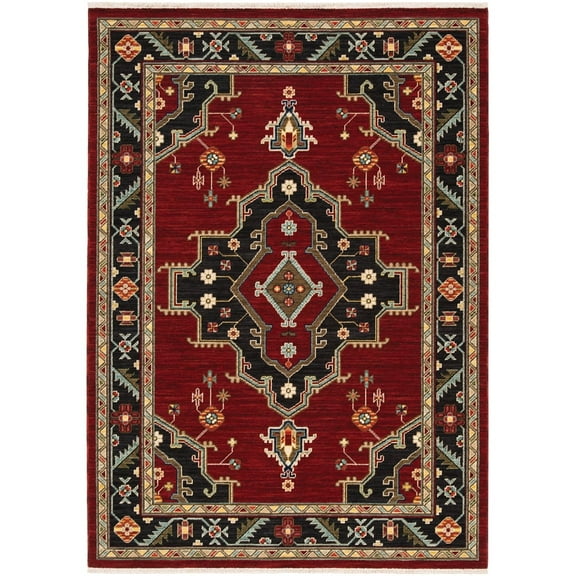 Oriental Weavers Lilihan Area Rug 092R6 Traditional Red Rings Petals 2' x 3' Rectangle