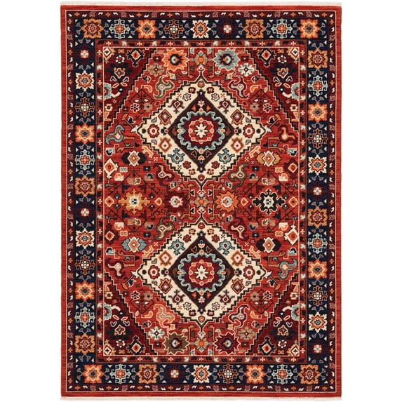 Oriental Weavers Lilihan Area Rug 2061V Traditional Red Diagonals Diamonds 2' 6" x 12' Rectangle