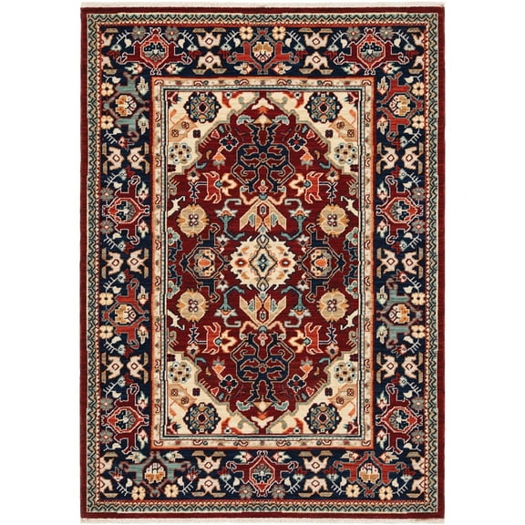 Oriental Weavers Lilihan Area Rug 2062R Traditional Red Blocks Rings 2' x 6' Rectangle