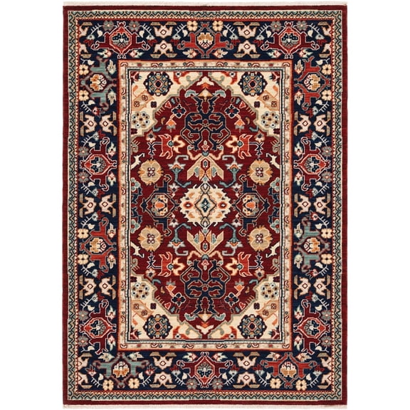 Oriental Weavers Lilihan Area Rug 2062R Traditional Red Blocks Rings 3' 3" x 5' Rectangle
