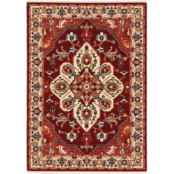 Oriental Weavers Lilihan Area Rug 5502C Traditional Red Medallion Bulbs 2' x 3' Rectangle