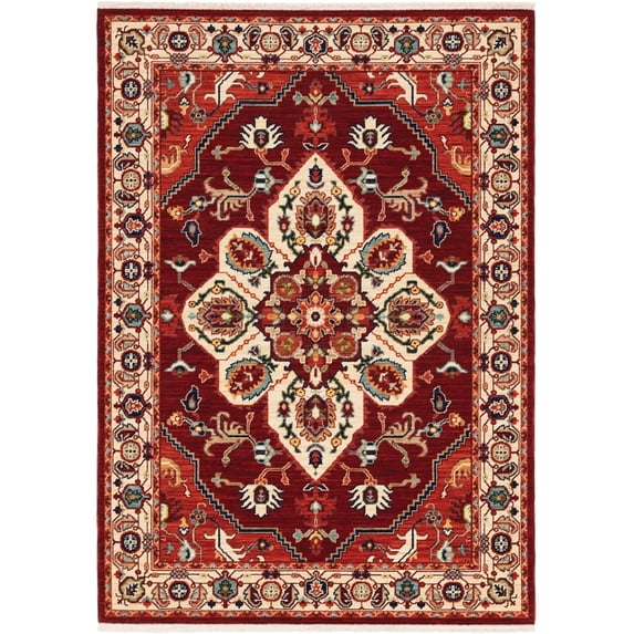 Oriental Weavers Lilihan Area Rug 5502C Traditional Red Medallion Bulbs 3' 3" x 5' Rectangle