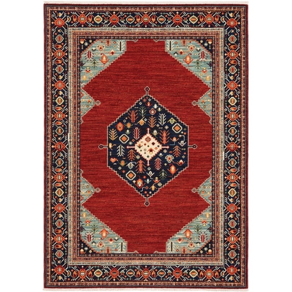 Oriental Weavers Lilihan Area Rug 5503M Traditional Red Bulbs Bordered 5' 3" x 7' 6" Rectangle