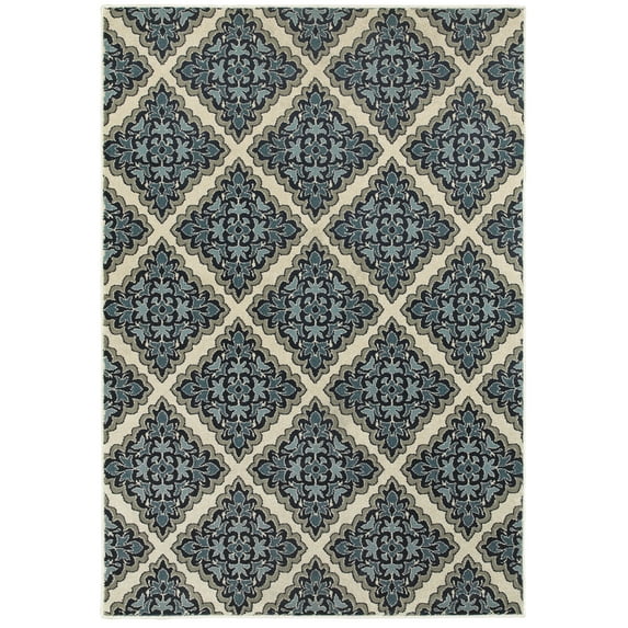 Sphinx Linden Area Rug 7816B Ivory Diagonal Diamond 6' 7" x 9' 6" Rectangle