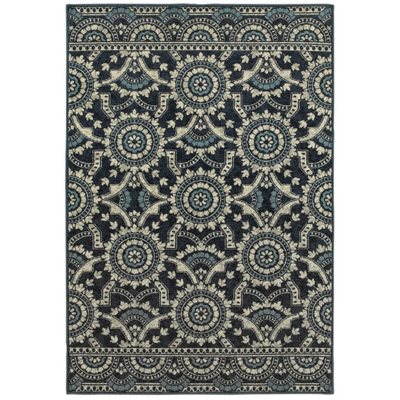 Sphinx Linden Area Rug 7842A Navy Rings Loops 5' 3" x 7' 6" Rectangle