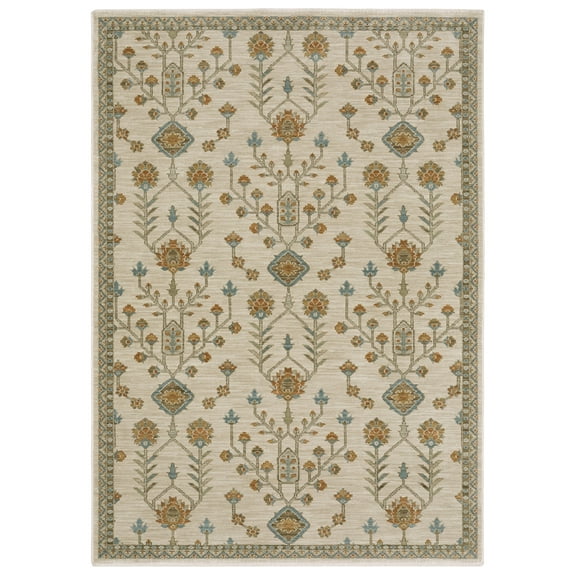 Sphinx Maeve Area Rug MAE07 Casual Beige Medallion Floral 6' 7" X 9' 6" Rectangle