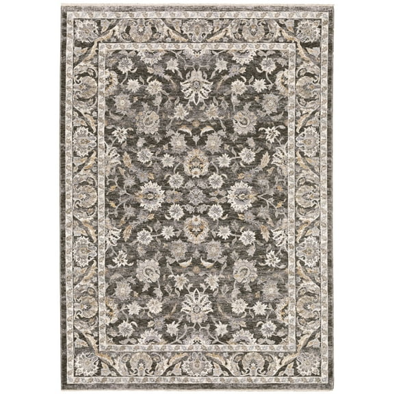 Oriental Weavers Maharaja Area Rug 070N1 Traditional Grey Faded Floral 2' x 3' Rectangle