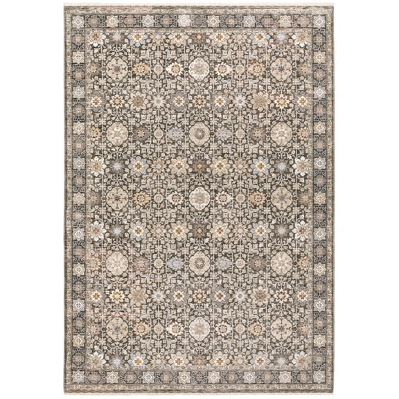 Oriental Weavers Maharaja Area Rug 071N1 Traditional Gray Bordered Rings 2' 3" x 7' 6" Rectangle