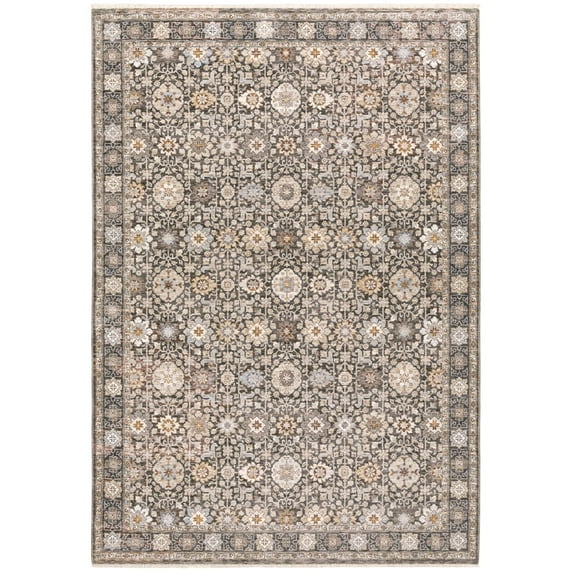 Oriental Weavers Maharaja Area Rug 071N1 Traditional Grey Bordered Rings 3' 3" x 5' Rectangle