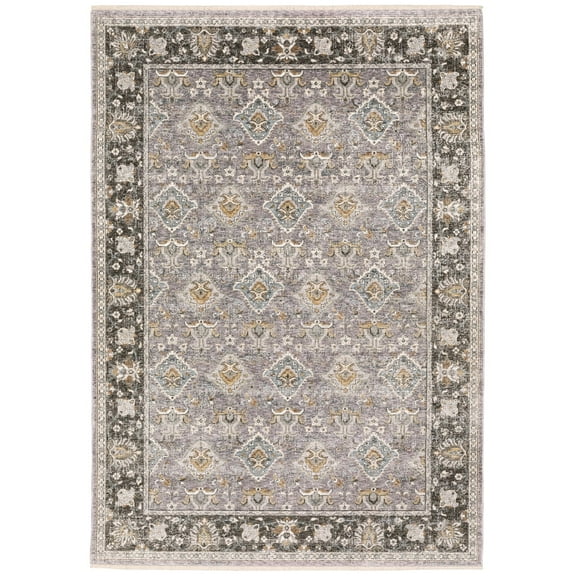 Oriental Weavers Maharaja Area Rug 091E1 Traditional Grey Bulbs Diagonals 6' 7" x 9' 6" Rectangle