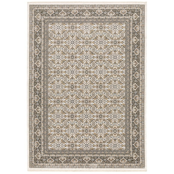 Oriental Weavers Maharaja Area Rug 2061N Traditional Ivory Bulbs Scrolls 6' 7" x 9' 6" Rectangle