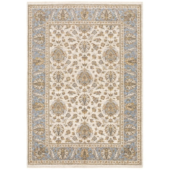 Oriental Weavers Maharaja Area Rug 5091Z Traditional Ivory Half-Brick Scrolls 5' 3" x 7' 6" Rectangle
