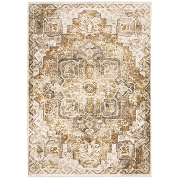 Oriental Weavers Maharaja Area Rug 661C1 Casual Gold Bulbs Bordered 2' 3" x 7' 6" Rectangle