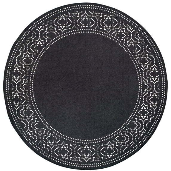 Oriental Weavers Marina Area Rug 1247K Black Dotted Ogee 7' 10" x 7' 10" Round