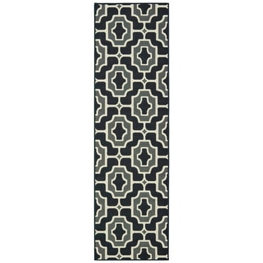 Oriental Weavers Marina Area Rug 1491Z Black Curves Angled 2' 3" x 7' 6" Rectangle
