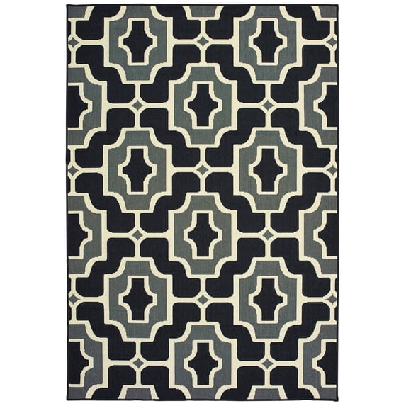 Oriental Weavers Marina Area Rug 1491Z Black Curves Angled 7' 10" x 10' 10" Rectangle