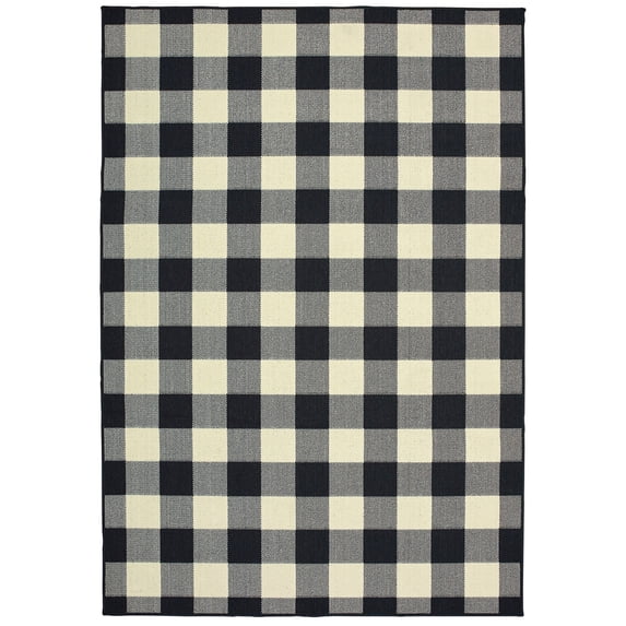 Oriental Weavers Marina Area Rug 1932K Black Plaid Country 2' 3" x 7' 6" Rectangle