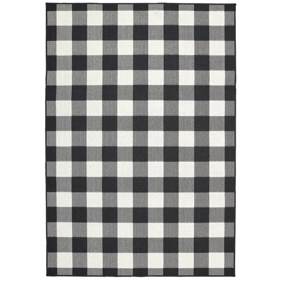 Oriental Weavers Marina Area Rug 1932K Black Plaid Country 5' 3" x 7' 6" Rectangle