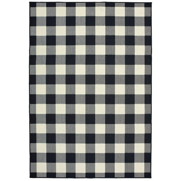 Oriental Weavers Marina Area Rug 1932K Black Plaid Country 3' 7" x 5' 6" Rectangle