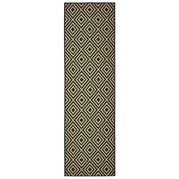 Oriental Weavers Marina Area Rug 2335K Black Diamond Diagonals 2' 3" x 7' 6" Rectangle