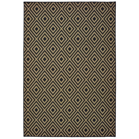 Oriental Weavers Marina Area Rug 2335K Outdoor Black Diamond Diagonals 2' 5" x 4' 5" Rectangle
