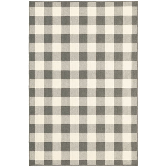 Oriental Weavers Marina Area Rug 2598W Outdoor Grey Country Blocks 6' 7" x 9' 6" Rectangle