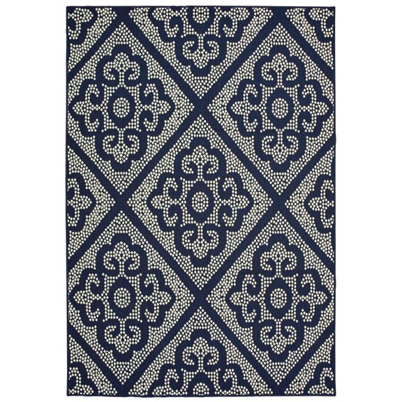 Oriental Weavers Marina Area Rug 3804B Navy Dotted Circles 3' 7" x 5' 6" Rectangle