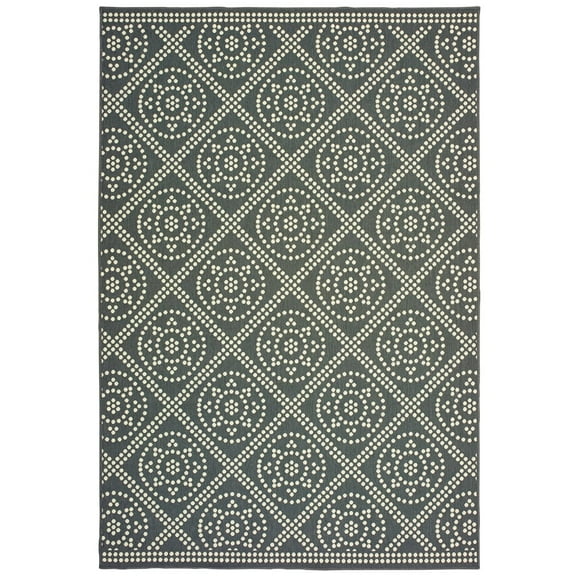 Oriental Weavers Marina Area Rug 3969L Gray Rings Petals 6' 7" x 9' 6" Rectangle